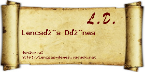 Lencsés Dénes névjegykártya